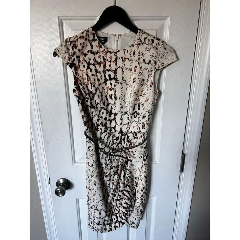 Bebe  animal print dress size 00 cat leopard cheetah work business dress sexy nw